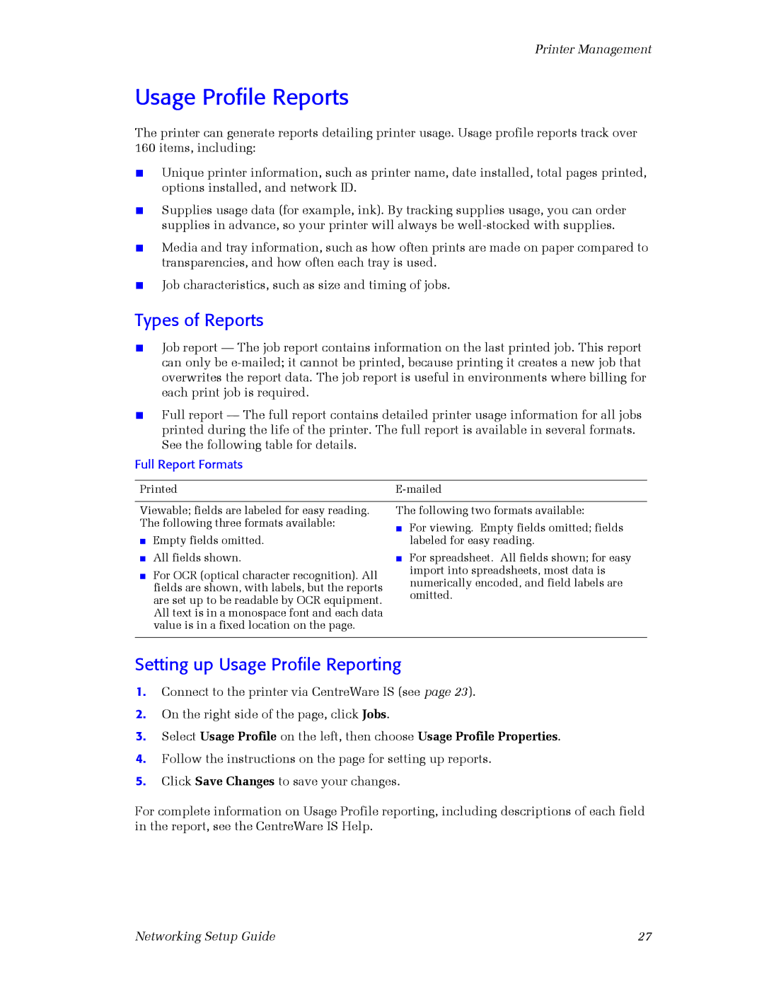 3Com 860 setup guide Usage Profile Reports, Types of Reports, Setting up Usage Profile Reporting 