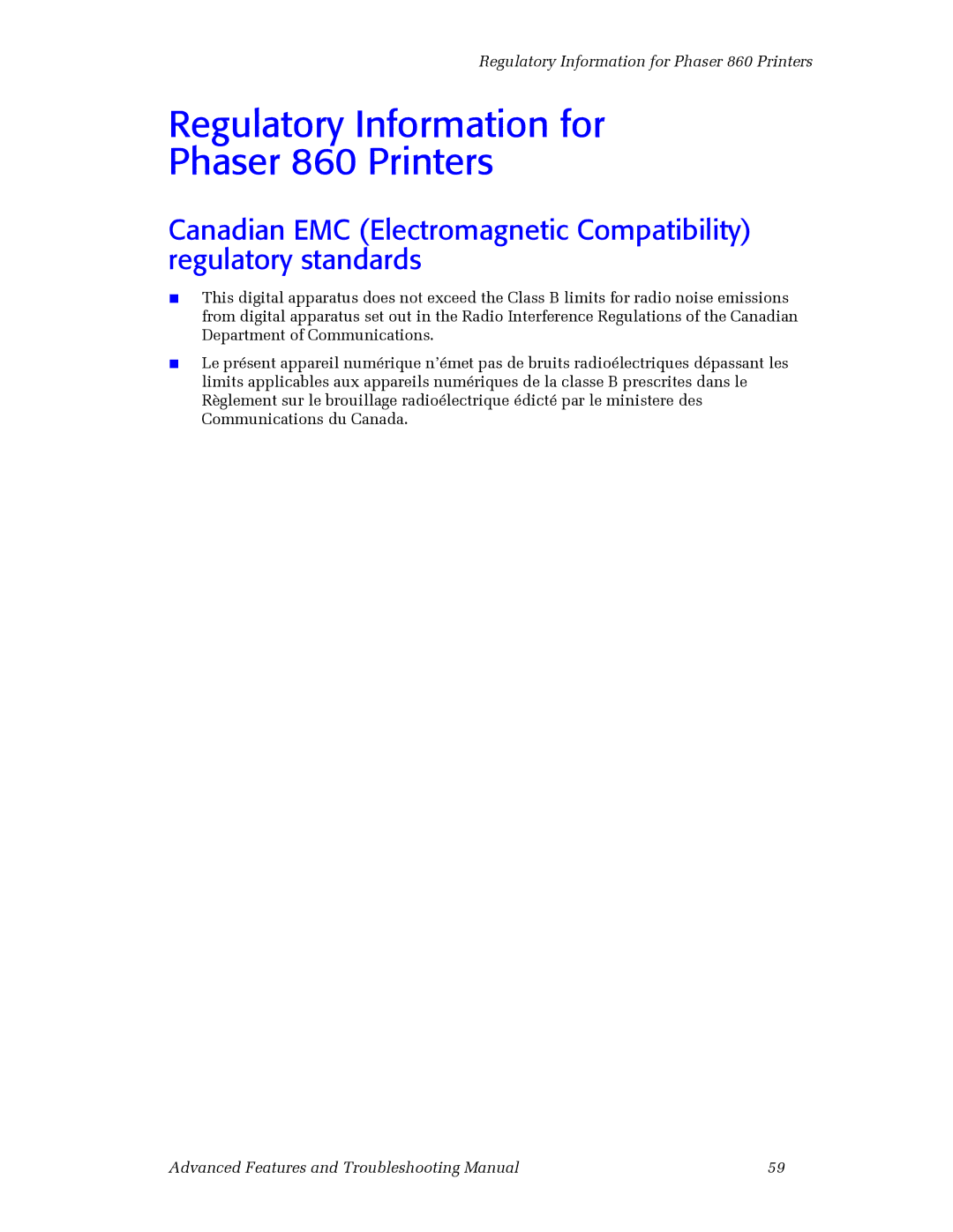 3Com manual Regulatory Information for Phaser 860 Printers 