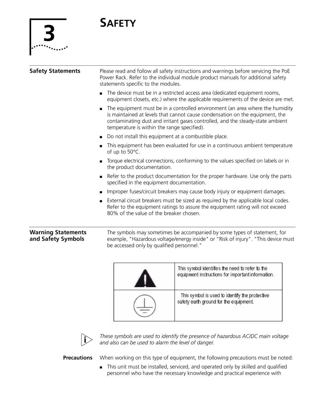 3Com 8800 manual Safety Statements, Safety Symbols 