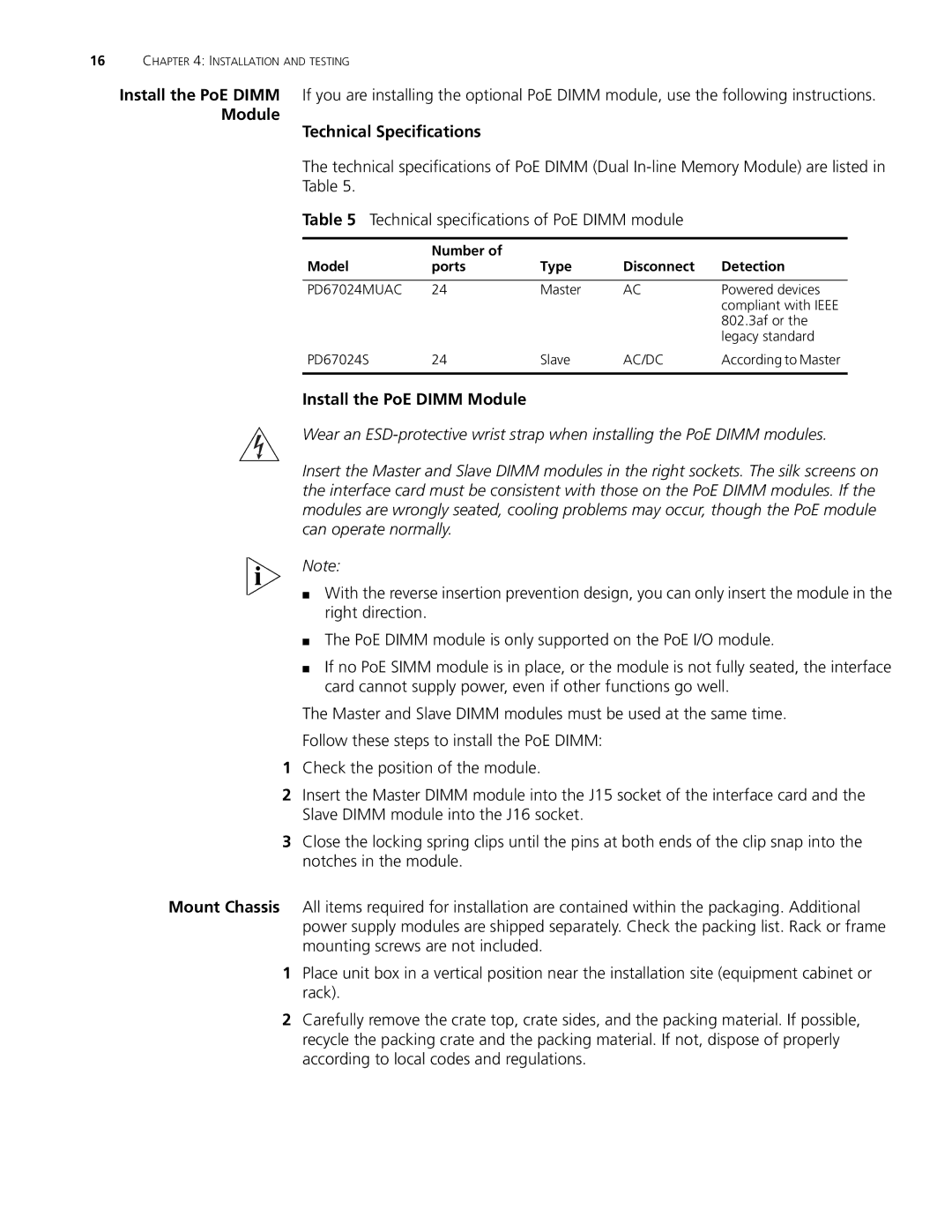 3Com 8800 manual Module Technical Specifications, Number Model Ports Type Disconnect Detection 