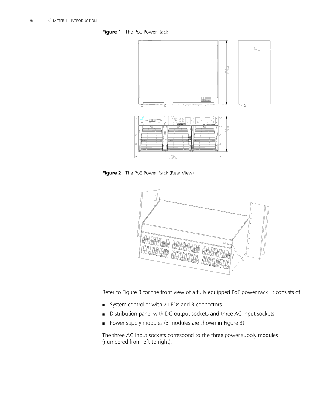 3Com 8800 manual PoE Power Rack Rear View 