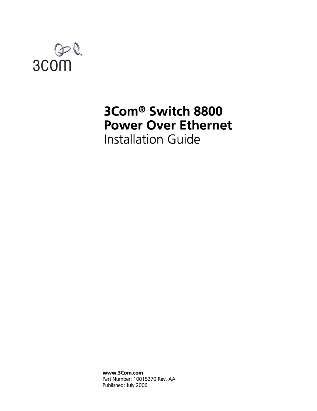 3Com 8800 manual 3Com Switch Power Over Ethernet, Installation Guide 