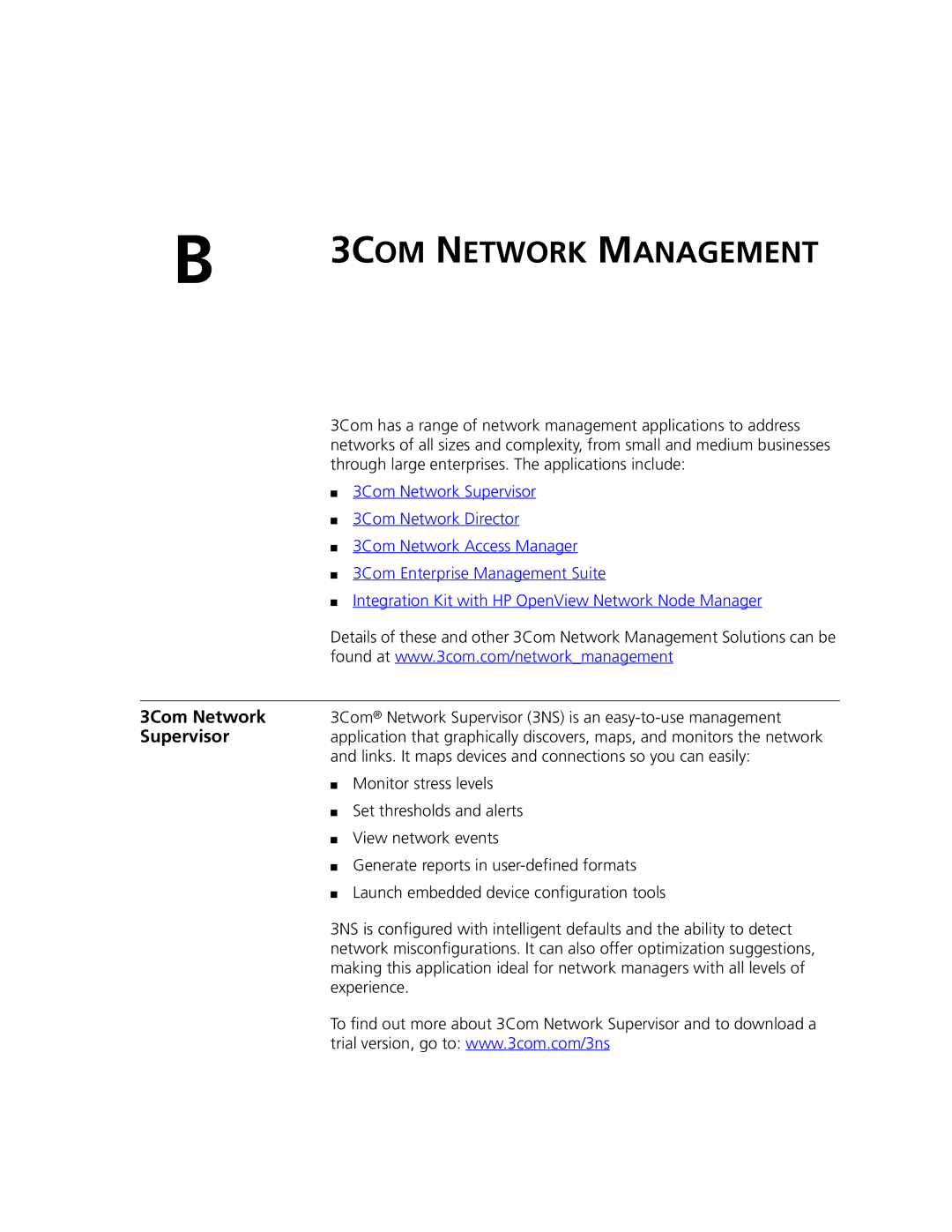 3Com 8810, 8807, 8814 manual 3Com Network, Supervisor 