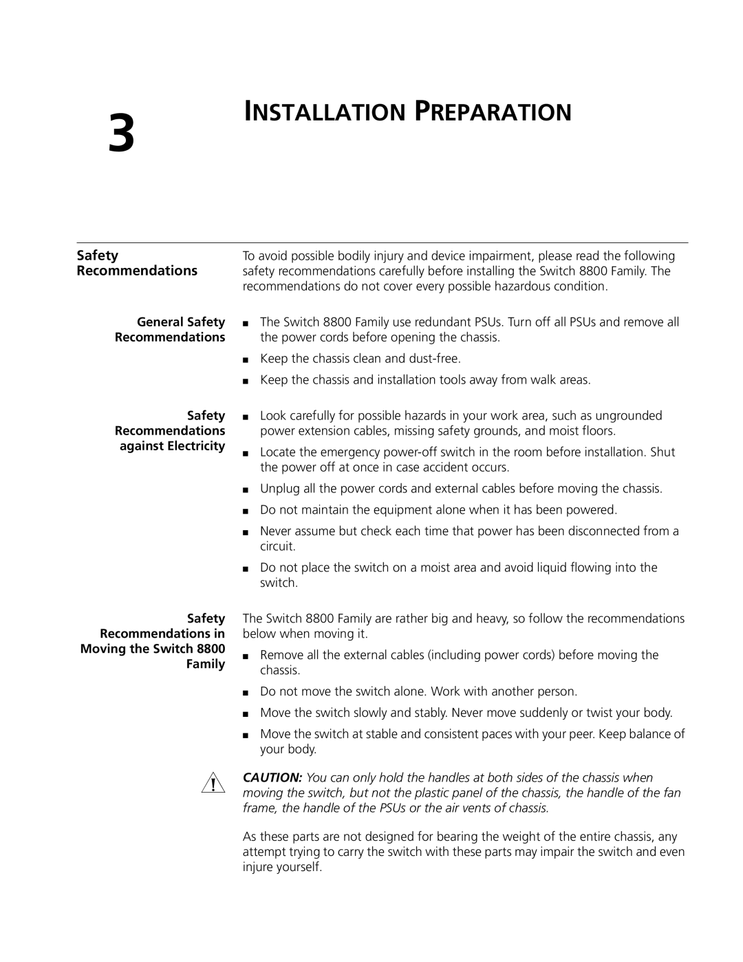 3Com 8814, 8807, 8810 manual Recommendations, General Safety 