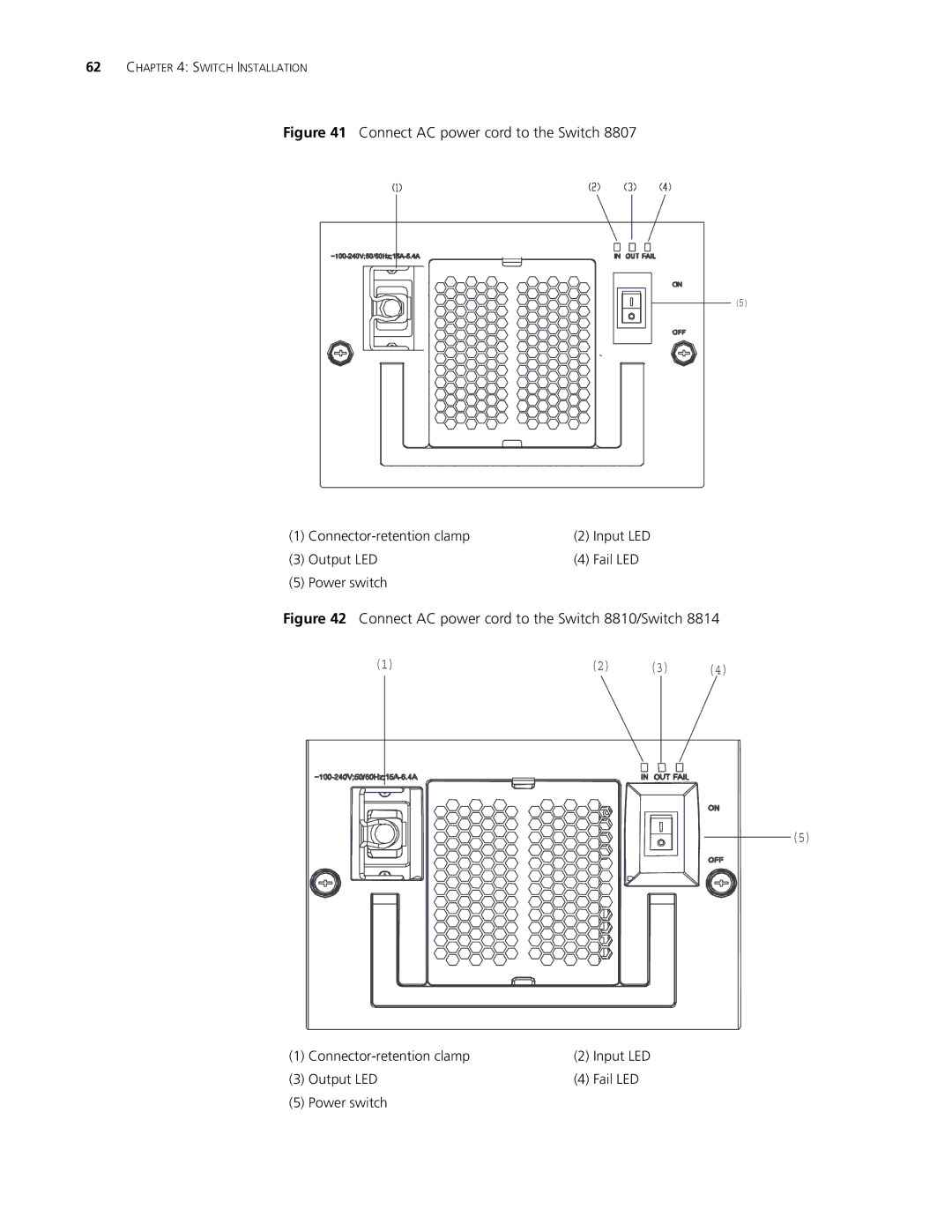 3Com 8810, 8807, 8814 manual Connect AC power cord to the Switch 