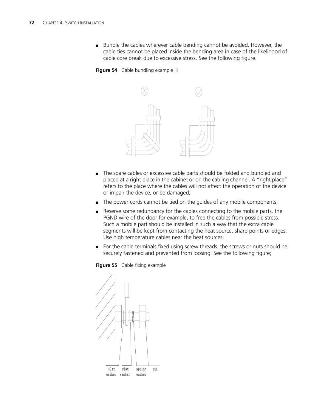 3Com 8807, 8814, 8810 manual Cable fixing example 