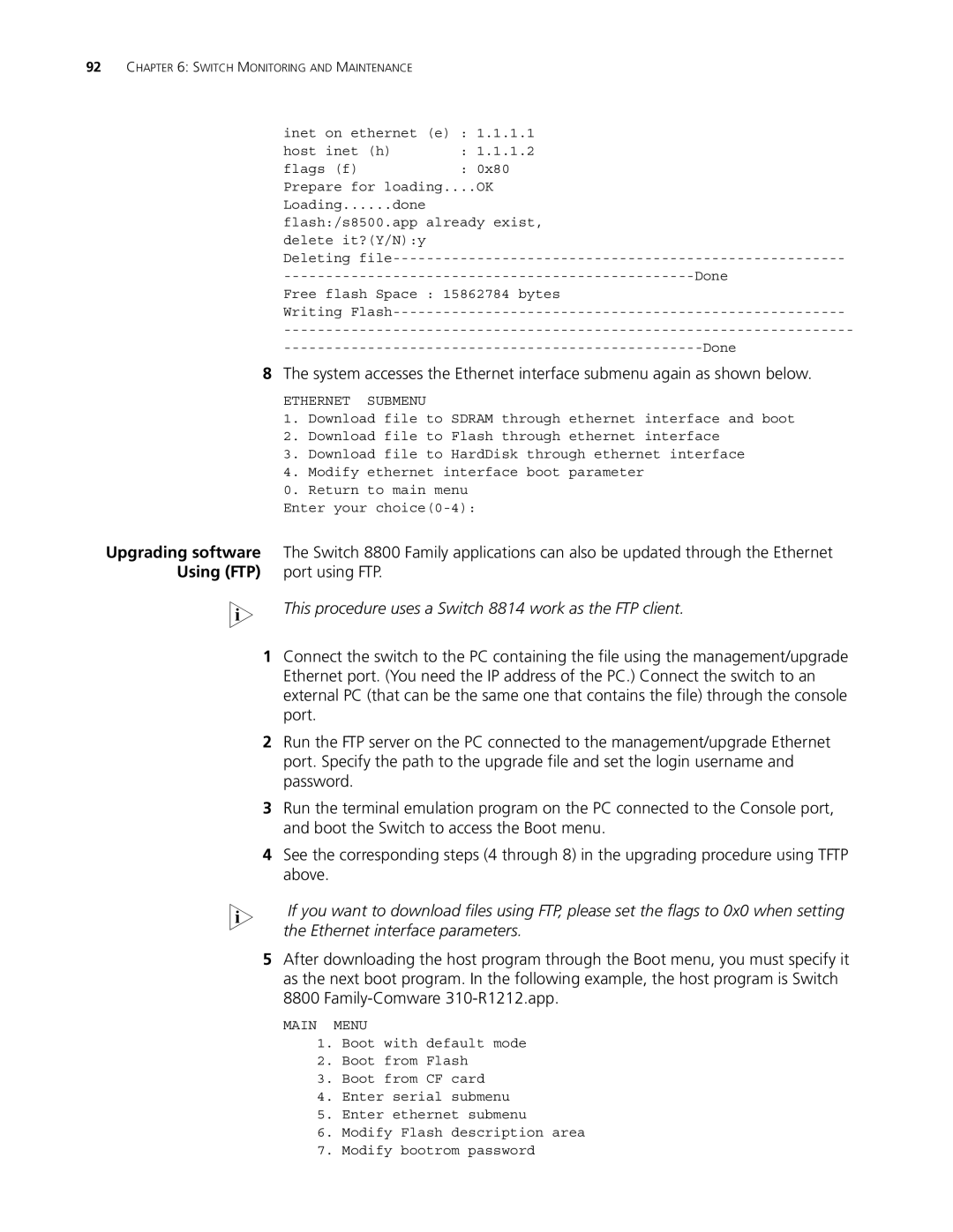 3Com 8810, 8807 manual Using FTP Port using FTP, This procedure uses a Switch 8814 work as the FTP client 