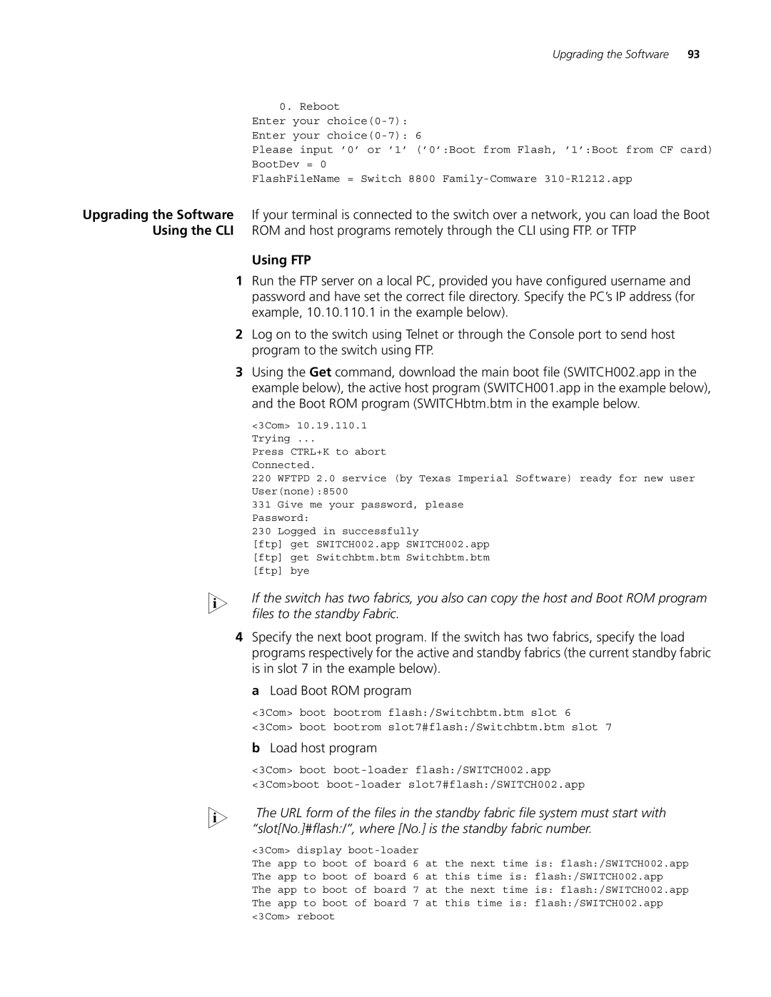 3Com 8807, 8814, 8810 manual Using FTP, Load host program 