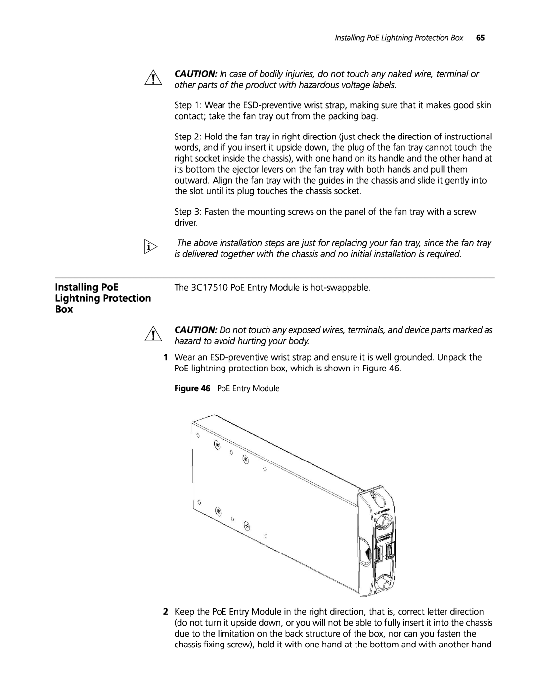 3Com 8810, 8807, 8814 manual Installing PoE, Lightning Protection Box 