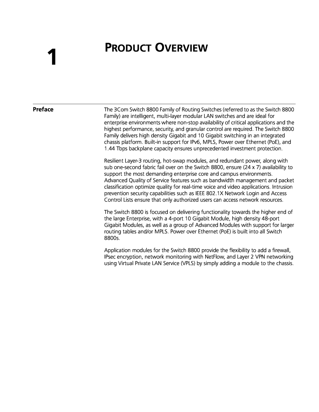 3Com 8814, 8807, 8810 manual Product Overview, Preface 