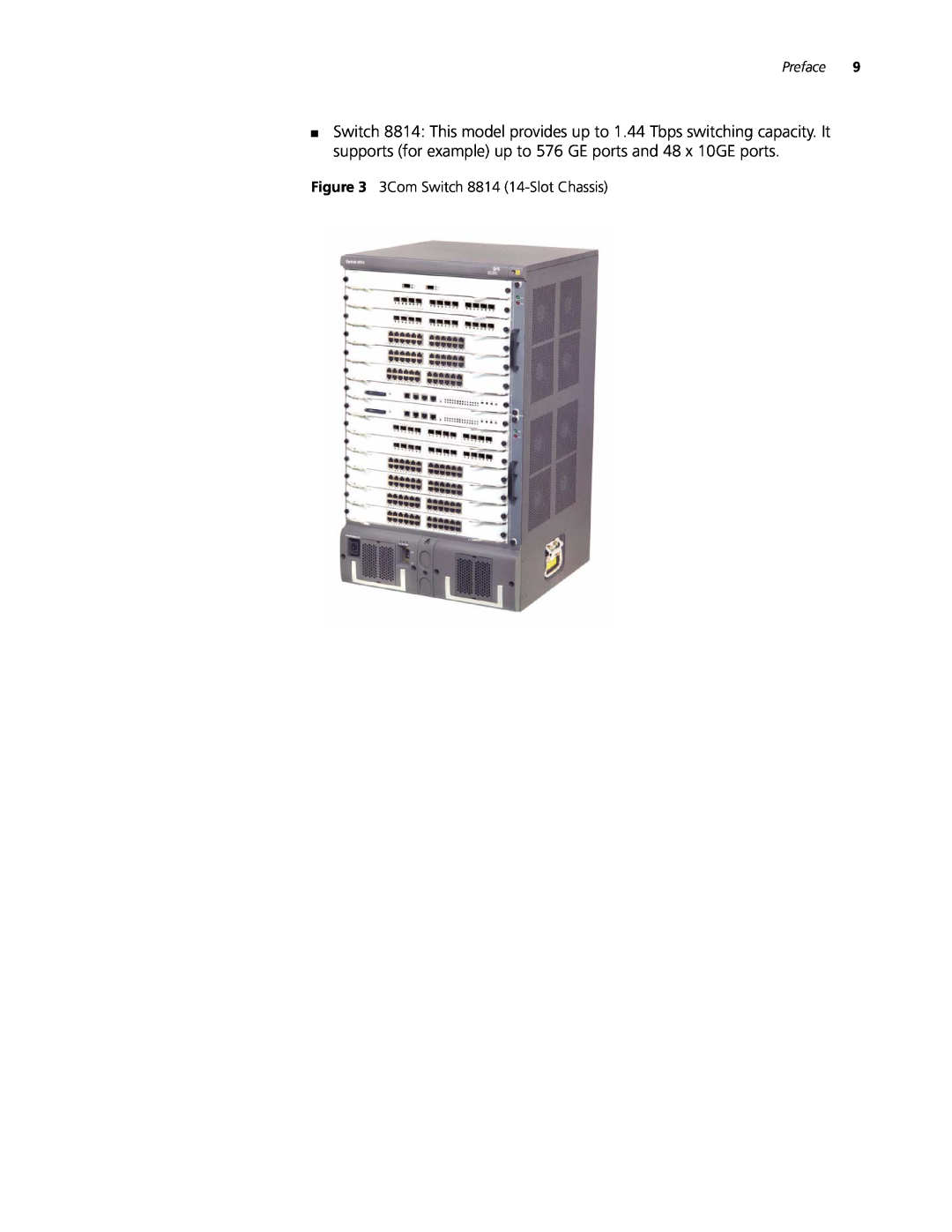 3Com 8807, 8810 manual 3Com Switch 8814 14-Slot Chassis, Preface 
