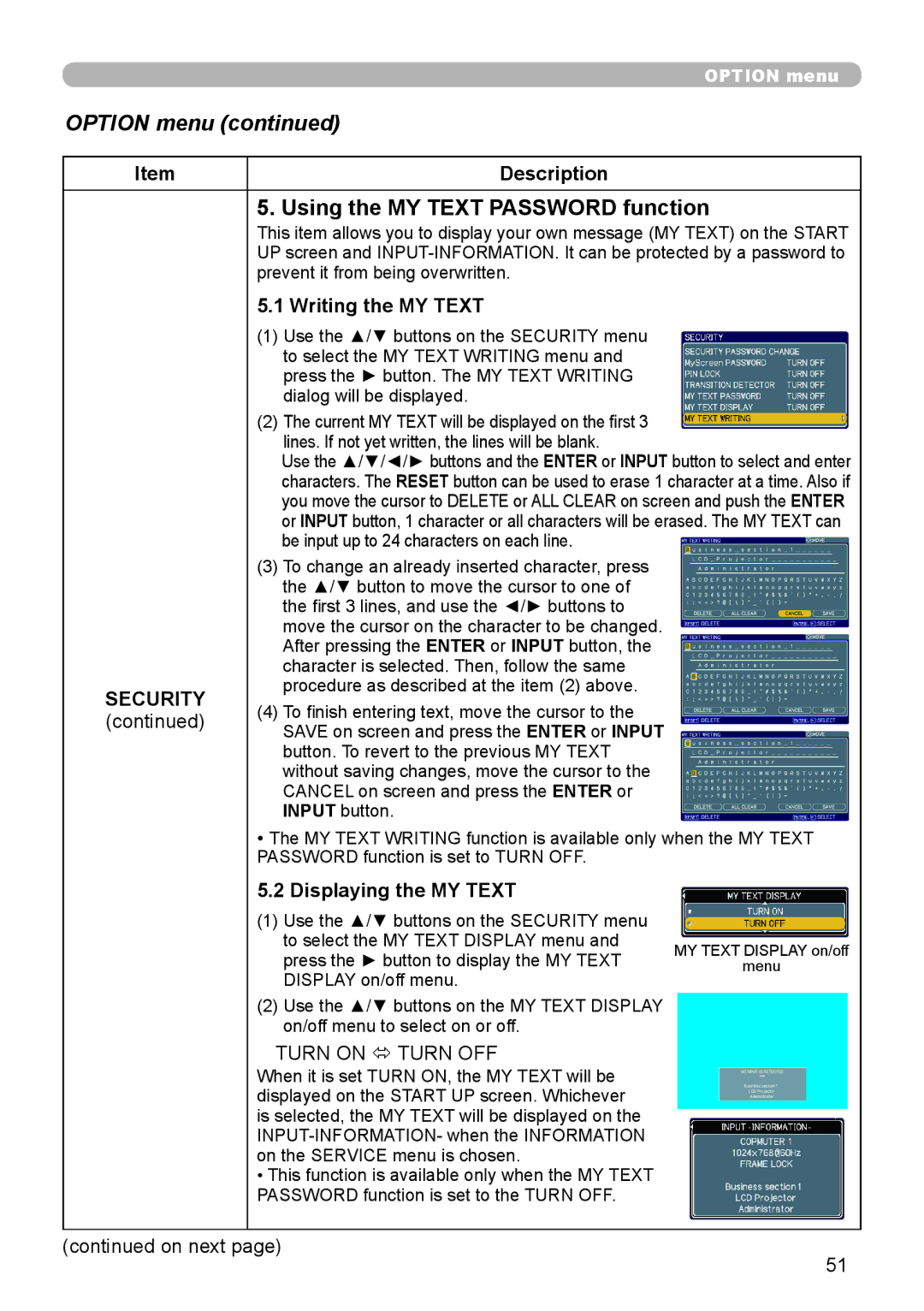 3Com 8755H, 8913H, 8916, 8912H user manual Using the MY Text Password function, Writing the MY Text, Displaying the MY Text 