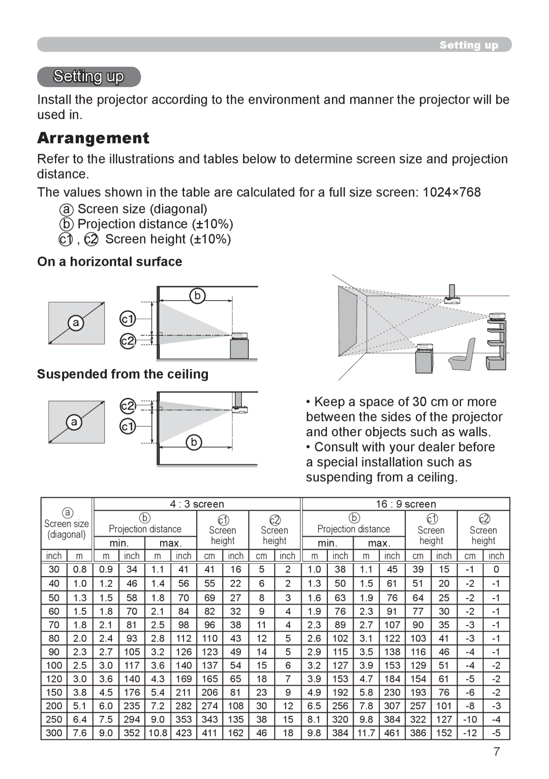 3Com 8755H, 8913H, 8916, 8912H user manual Setting up, Arrangement, On a horizontal surface Suspended from the ceiling 