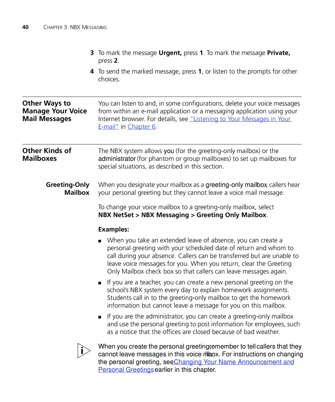 3Com 900-0208 manual Other Ways to, Manage Your Voice, Mail Messages, Other Kinds, Mailboxes 