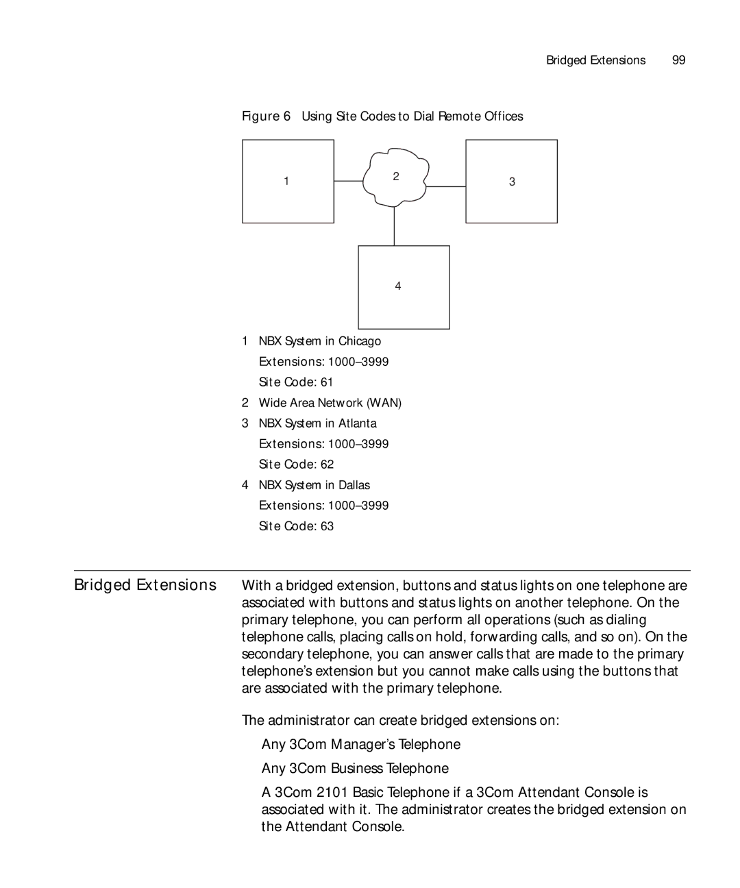 3Com 900-0208 manual Using Site Codes to Dial Remote Offices 