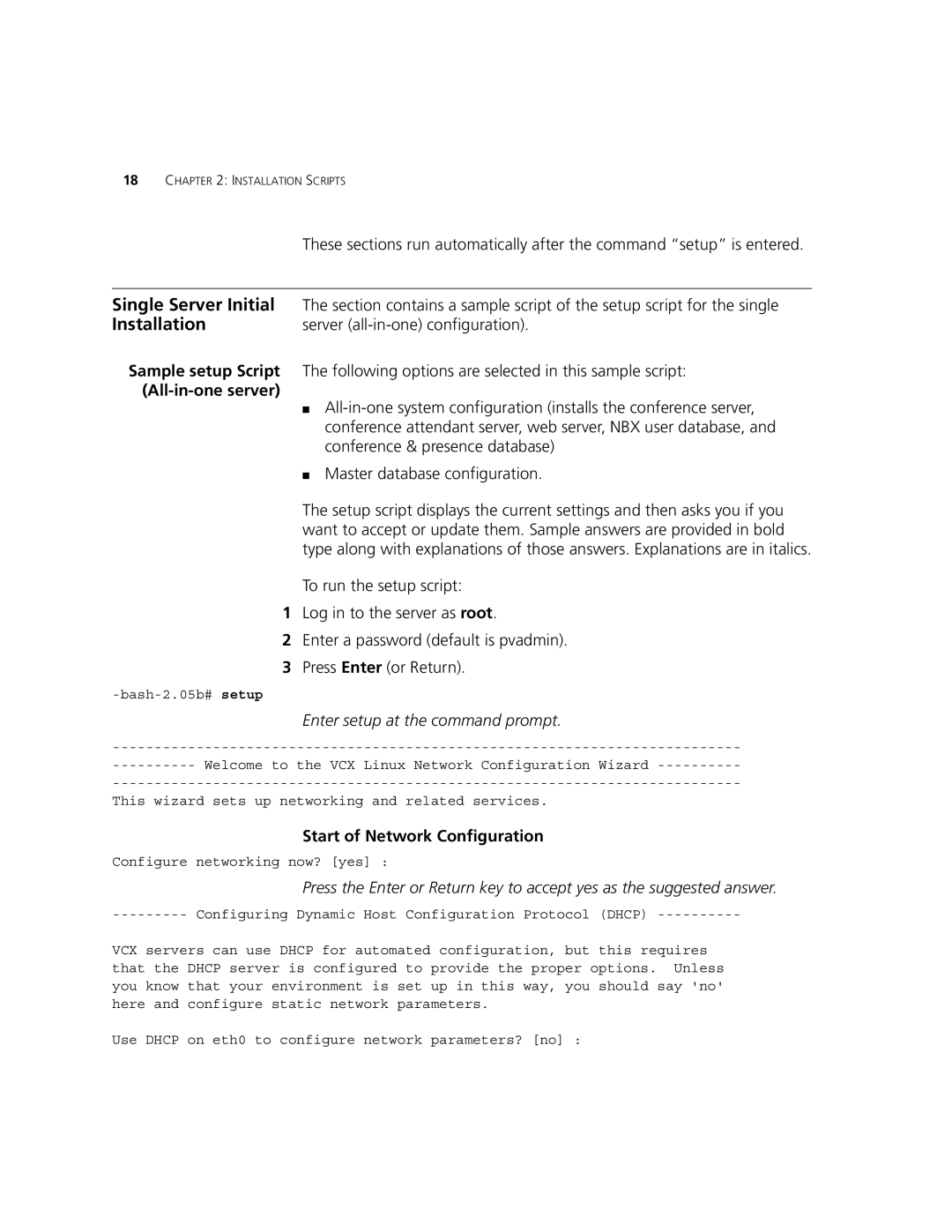 3Com 900-0368-01 manual Single Server Initial, Installation, All-in-one server, Enter setup at the command prompt 