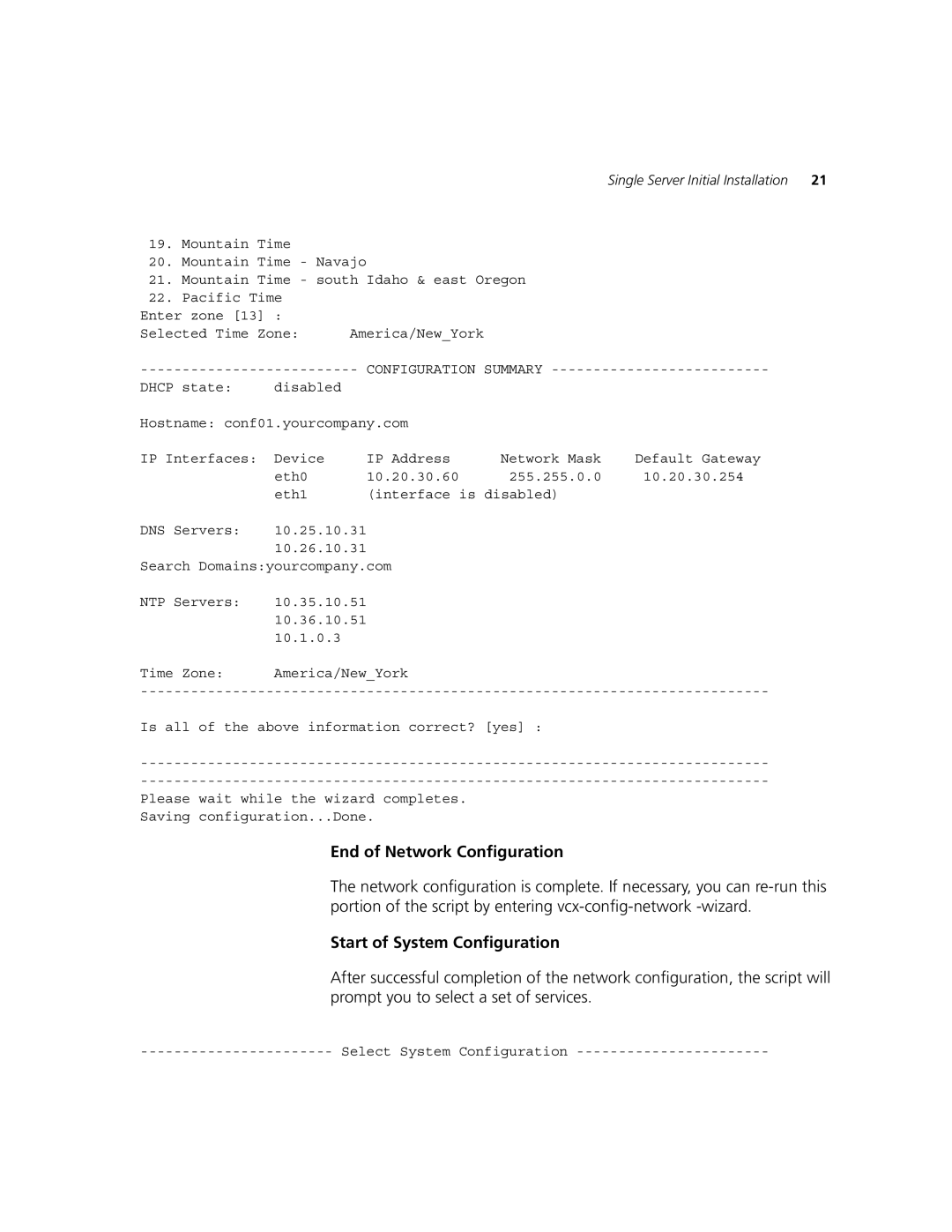 3Com 900-0368-01 manual End of Network Configuration, Start of System Configuration 