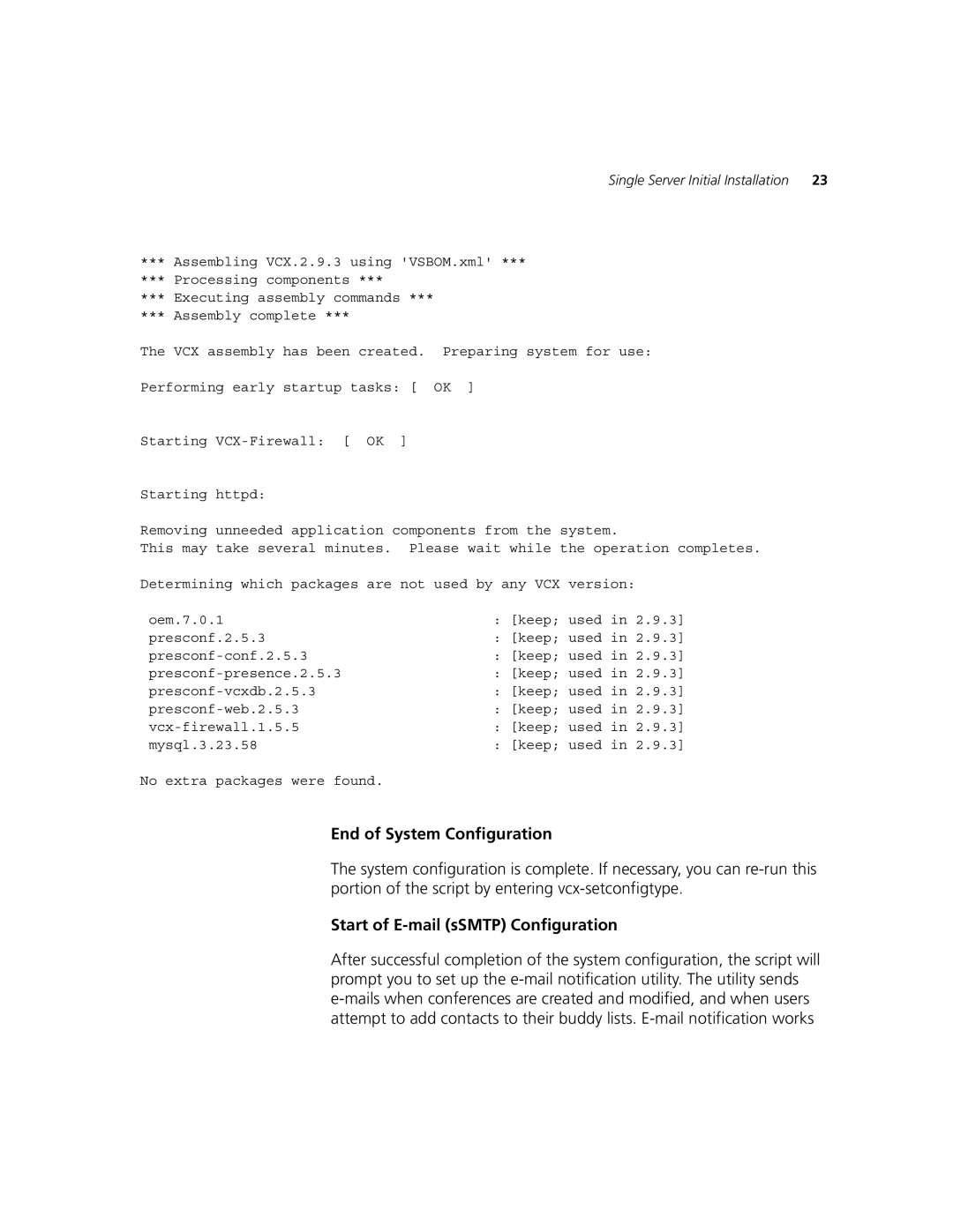 3Com 900-0368-01 manual End of System Configuration, Start of E-mail sSMTP Configuration 