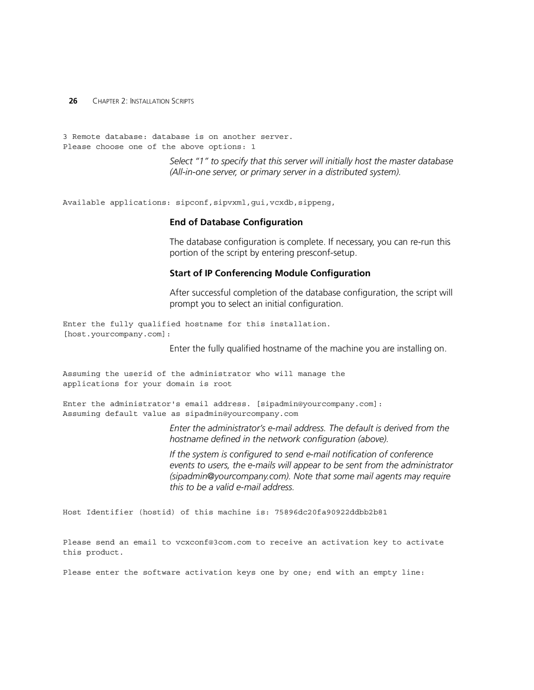 3Com 900-0368-01 manual End of Database Configuration, Start of IP Conferencing Module Configuration 