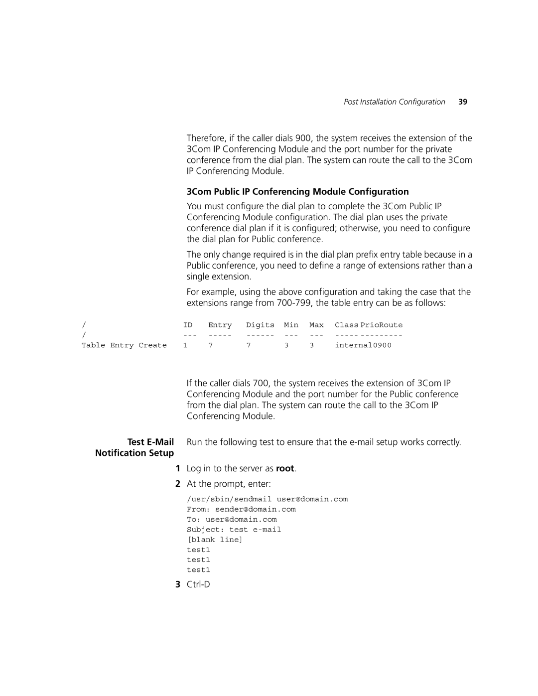 3Com 900-0368-01 manual 3Com Public IP Conferencing Module Configuration, Notification Setup 