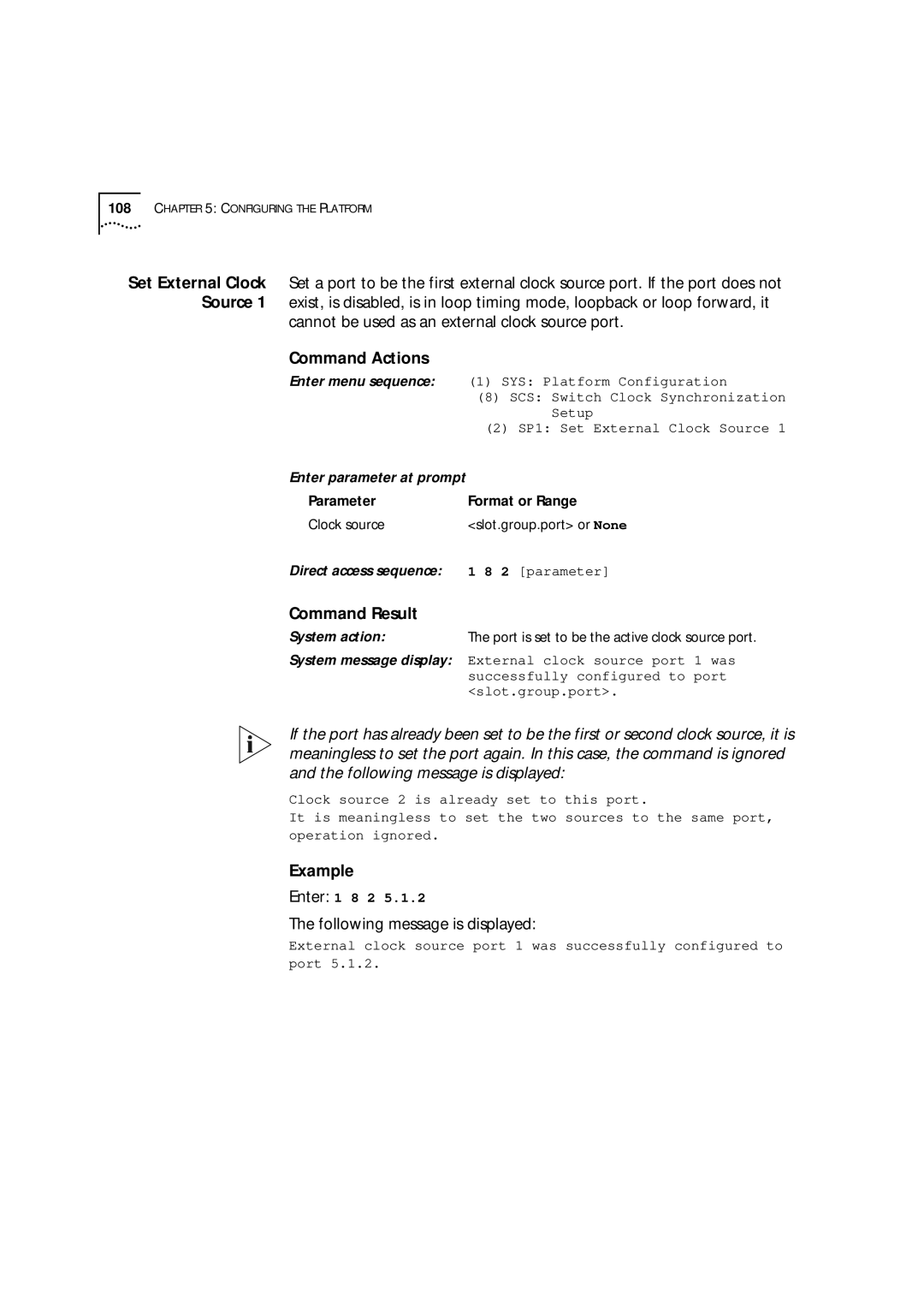 3Com 9000 manual Source, Cannot be used as an external clock source port 