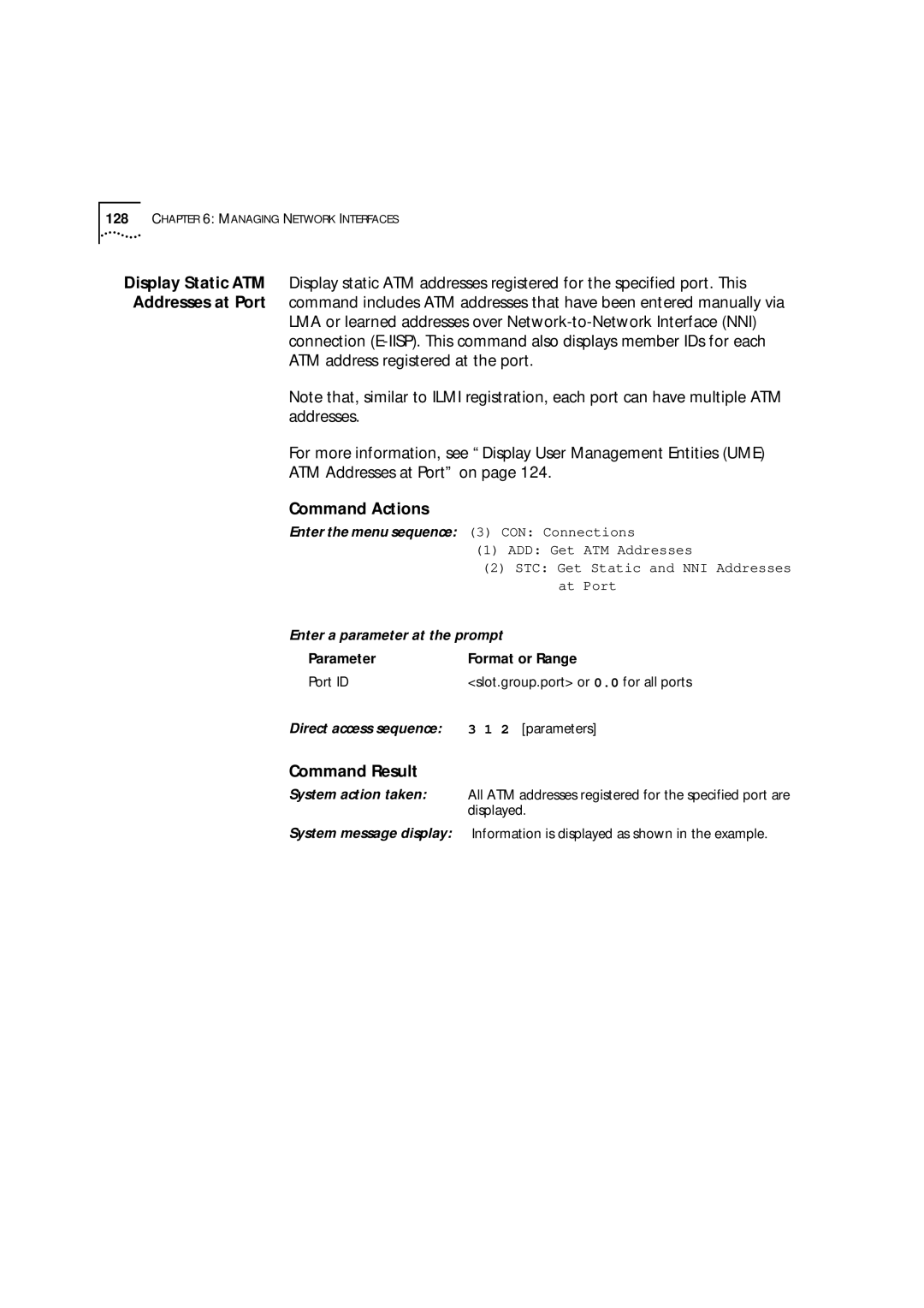 3Com 9000 manual CON Connections, ADD Get ATM Addresses, STC Get Static and NNI Addresses, At Port 