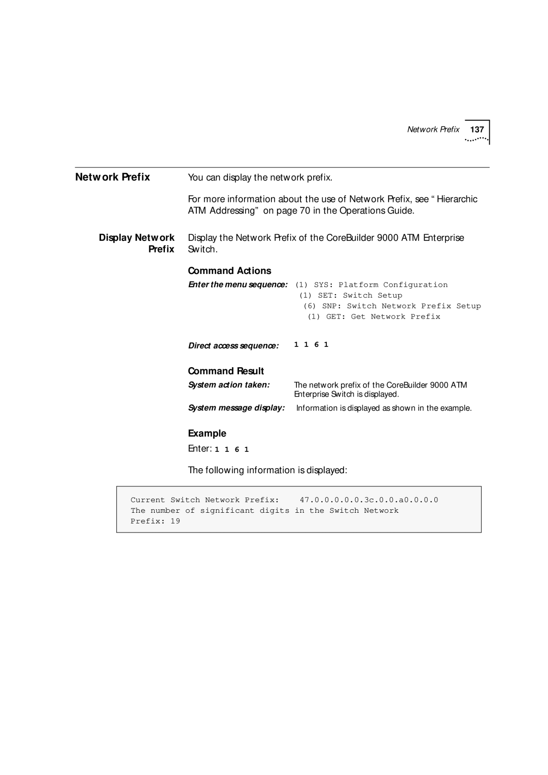 3Com 9000 manual Network Prefix, Display Network 