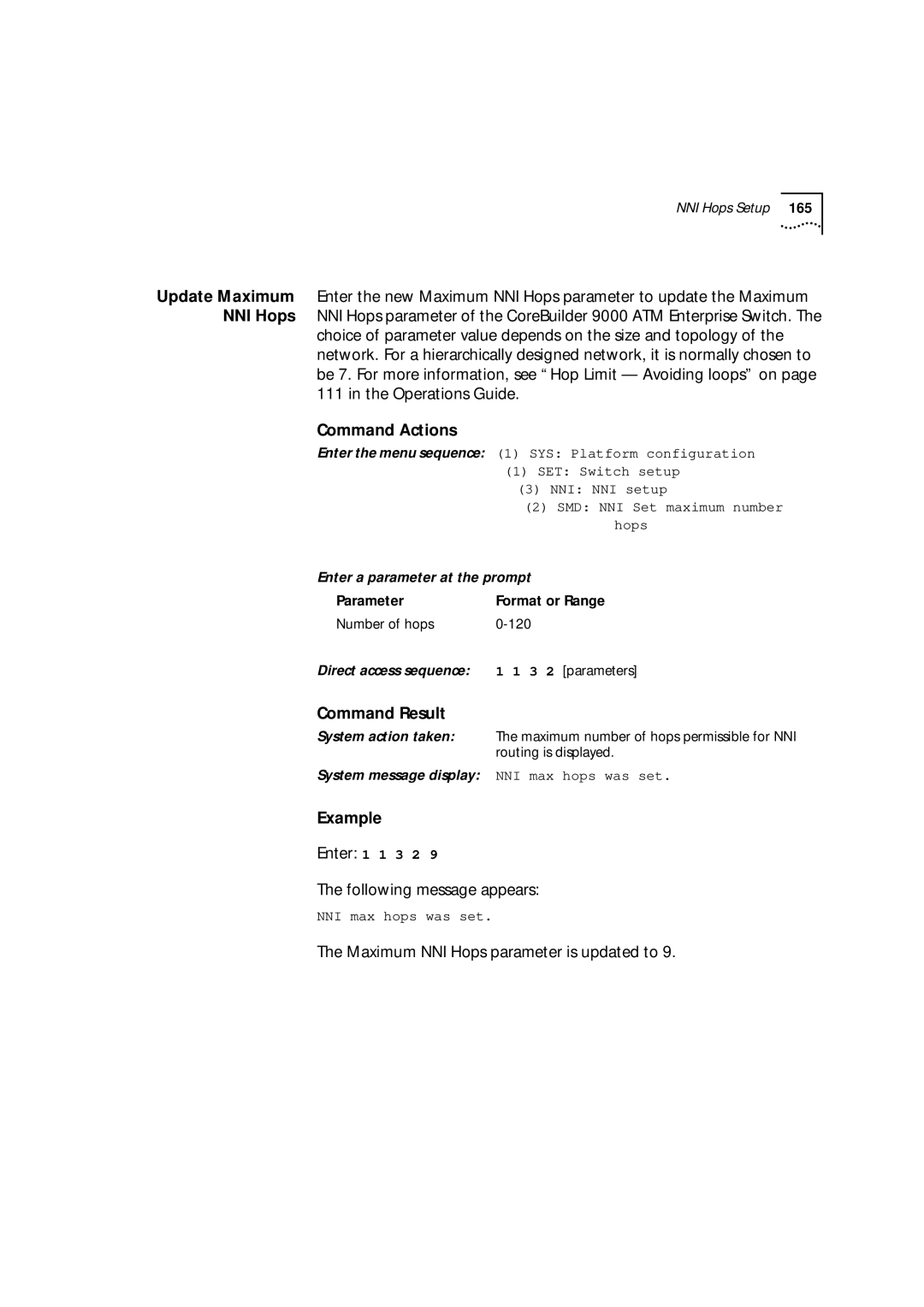 3Com 9000 manual Maximum NNI Hops parameter is updated to 