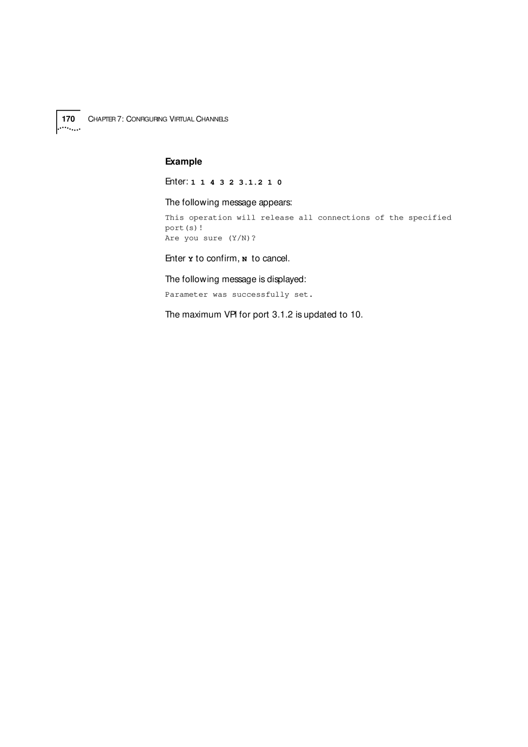 3Com 9000 manual Example, Maximum VPI for port 3.1.2 is updated to 