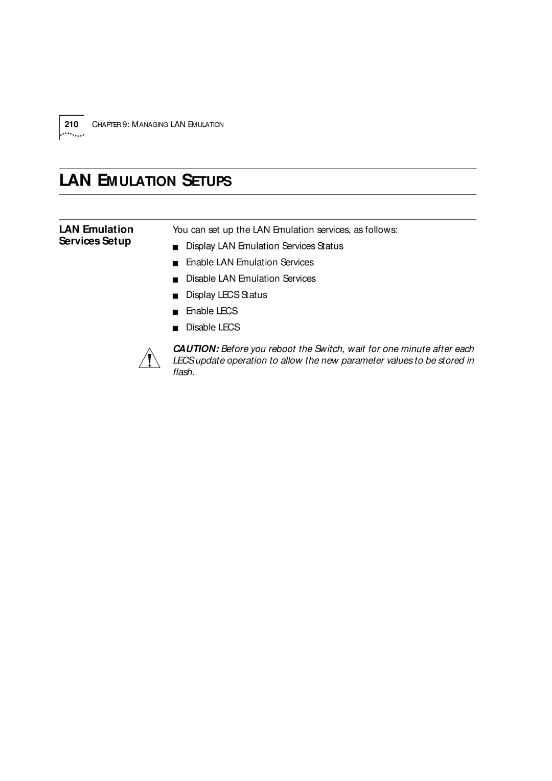 3Com 9000 manual LAN Emulation, Services Setup 