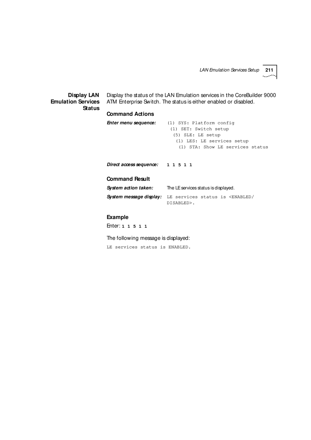 3Com 9000 manual Status Command Actions, Command Result 