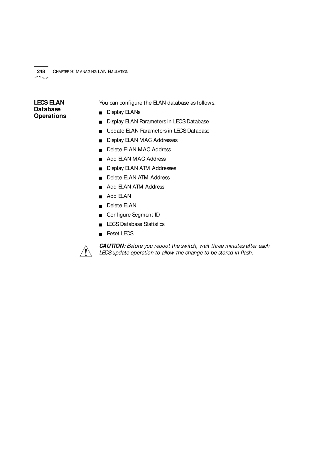 3Com 9000 manual Lecs Elan, Database Operations 