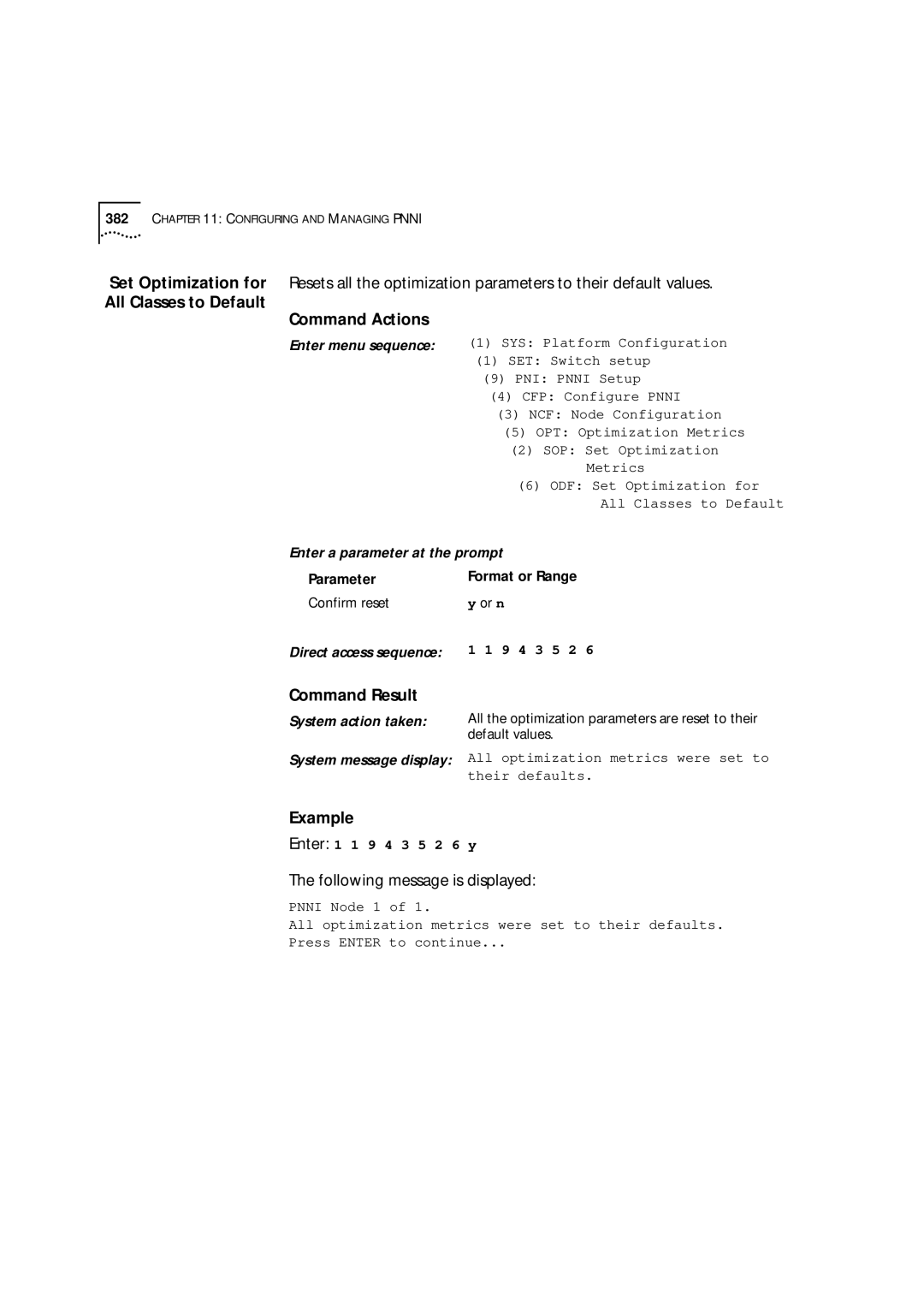 3Com 9000 manual All Classes to Default Command Actions 