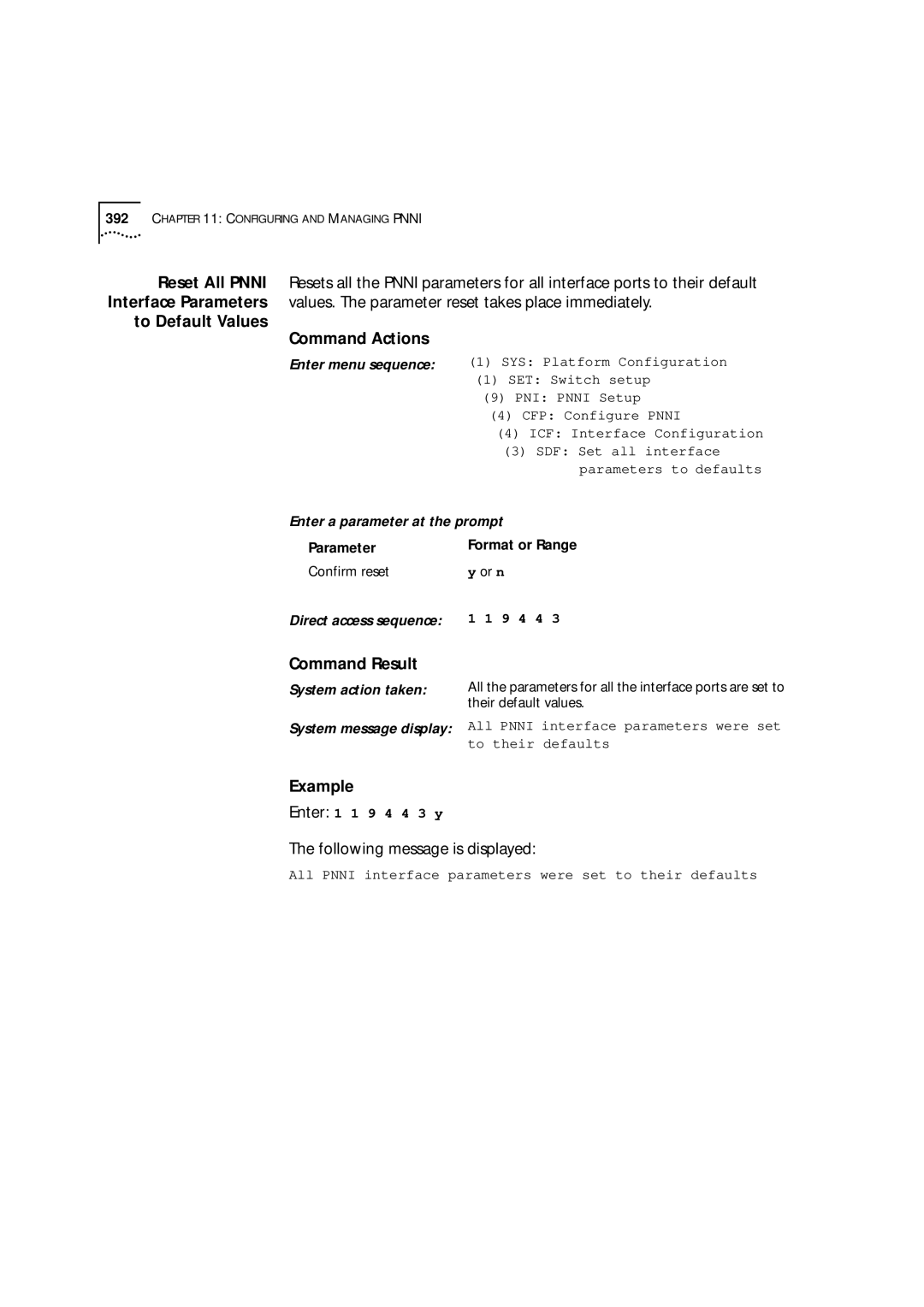 3Com 9000 manual To Default Values Command Actions 