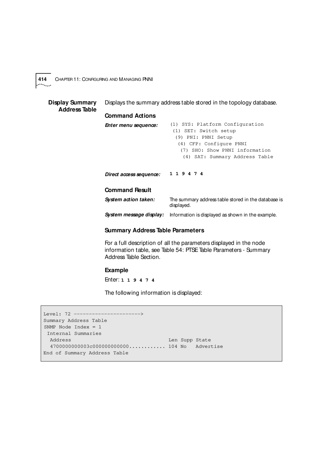 3Com 9000 manual Address Table Command Actions, Summary Address Table Parameters 