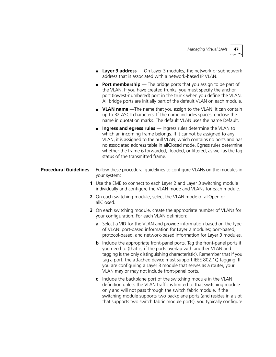 3Com 9000 manual Managing Virtual LANs 