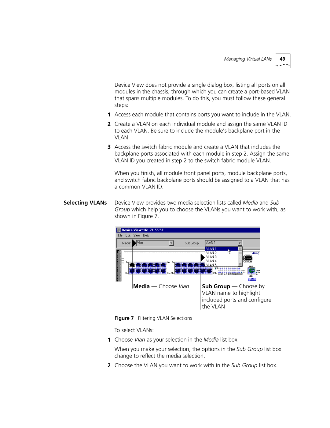 3Com 9000 manual Filtering Vlan Selections 