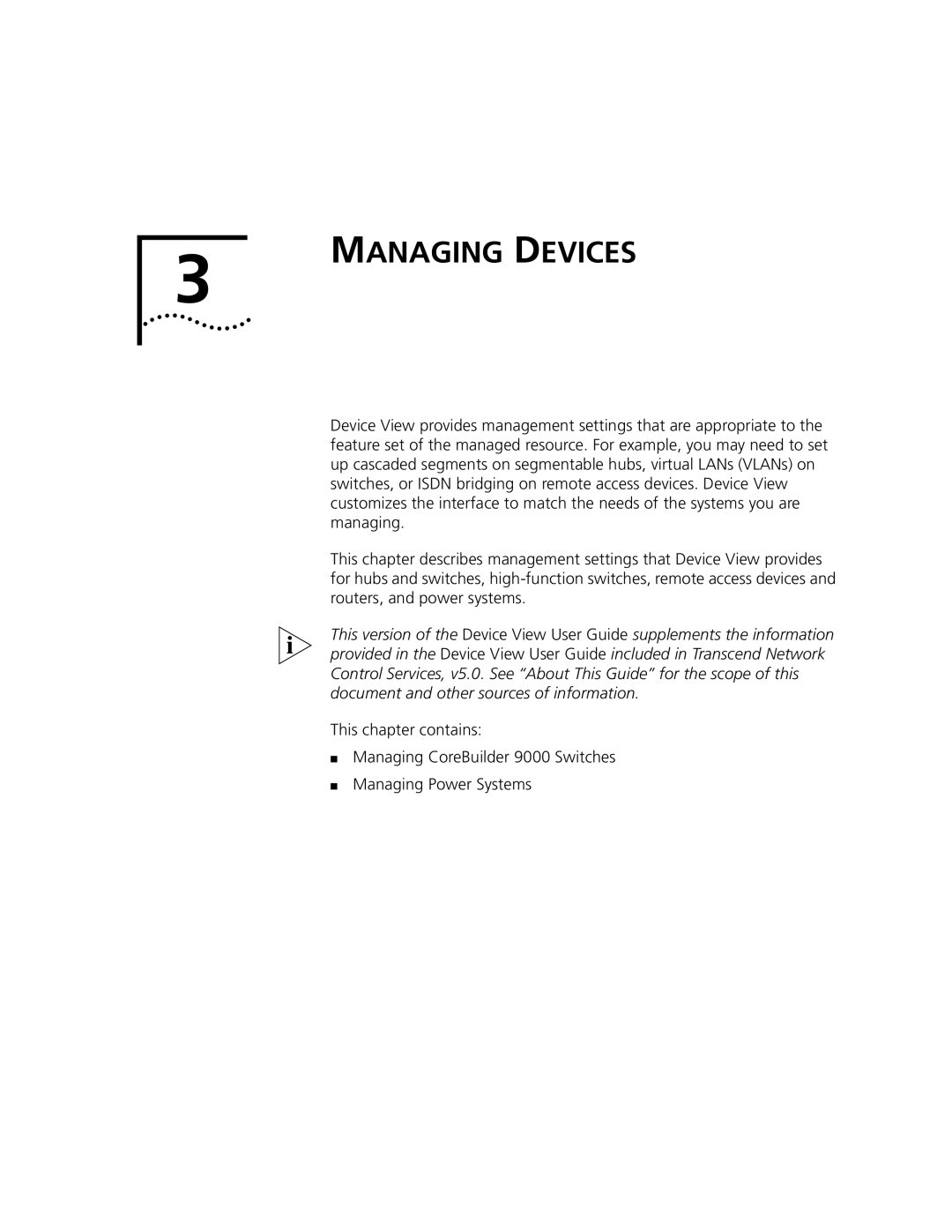 3Com 9000 manual Managing Devices 