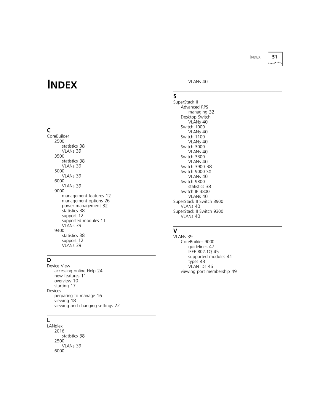 3Com 9000 manual Index 