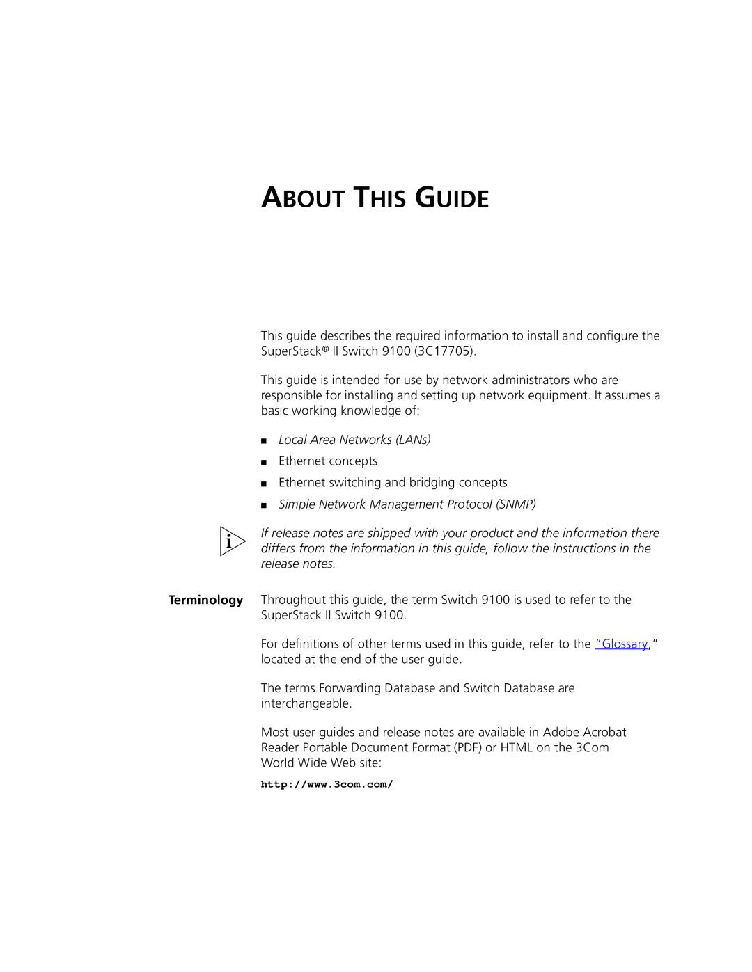 3Com 9100 manual About this Guide, Ethernet concepts Ethernet switching and bridging concepts 