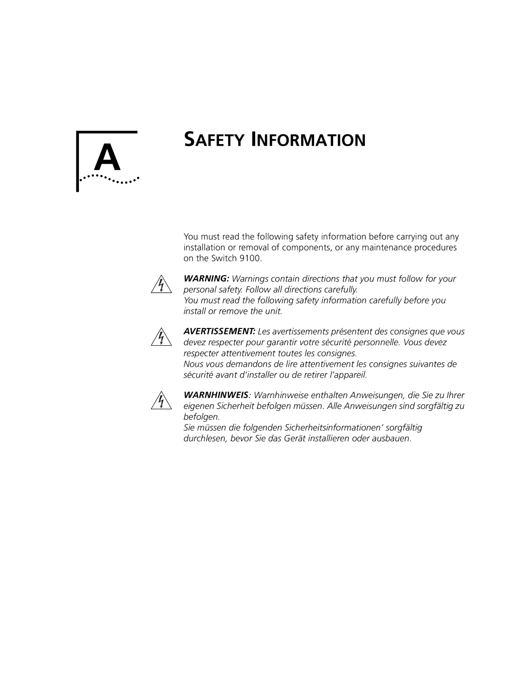 3Com 9100 manual Safety Information 