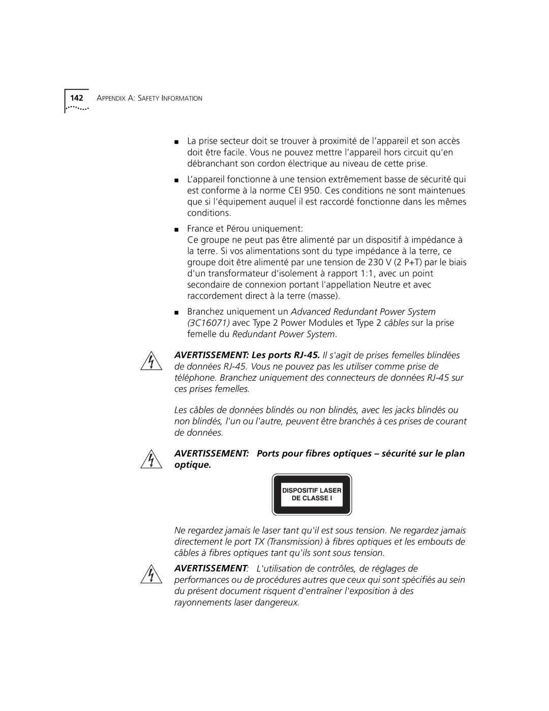 3Com 9100 manual Appendix a Safety Information 