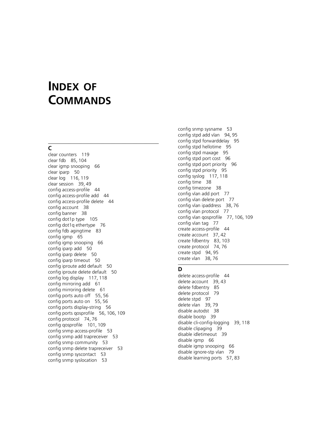 3Com 9100 manual Index of Commands 