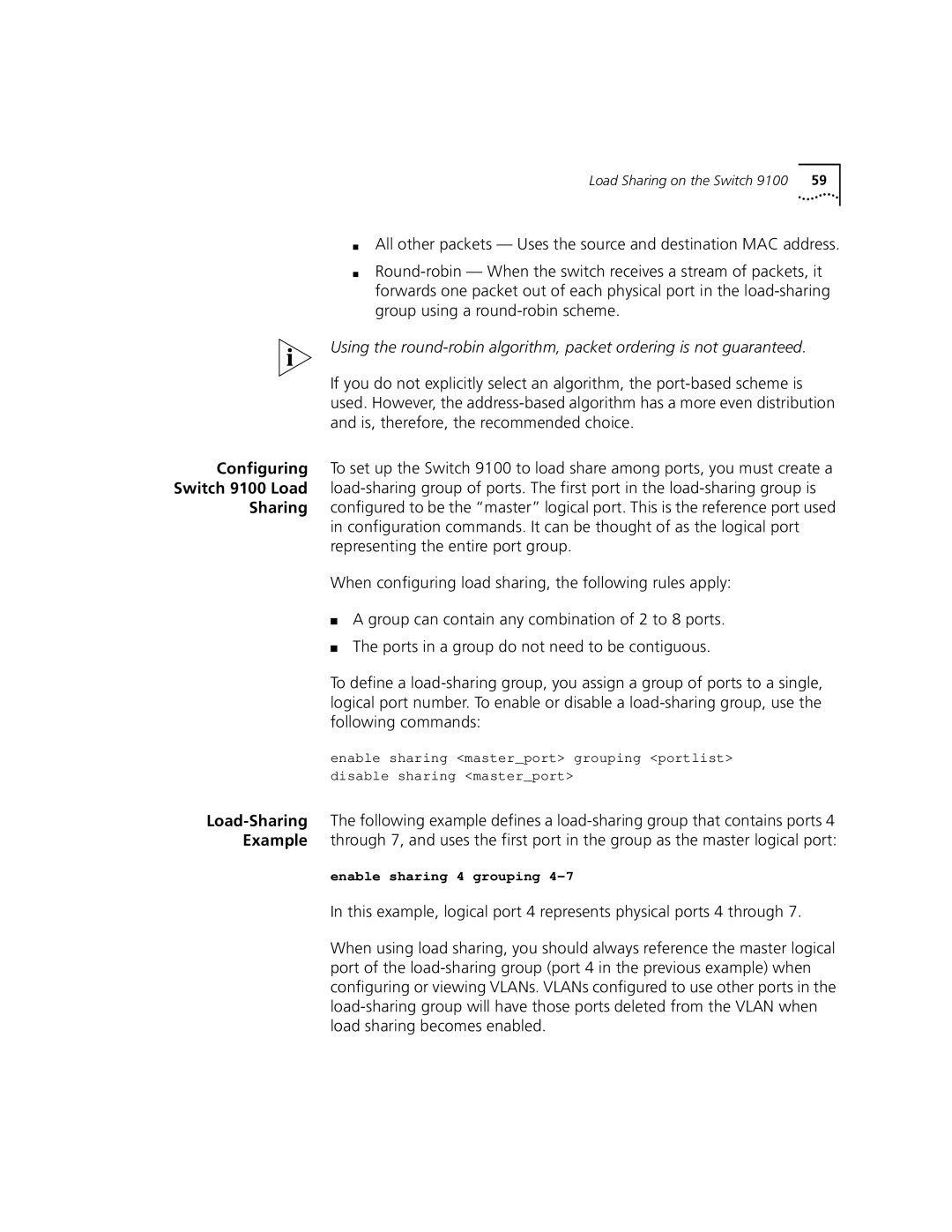 3Com 9100 manual Enable sharing 4 grouping 