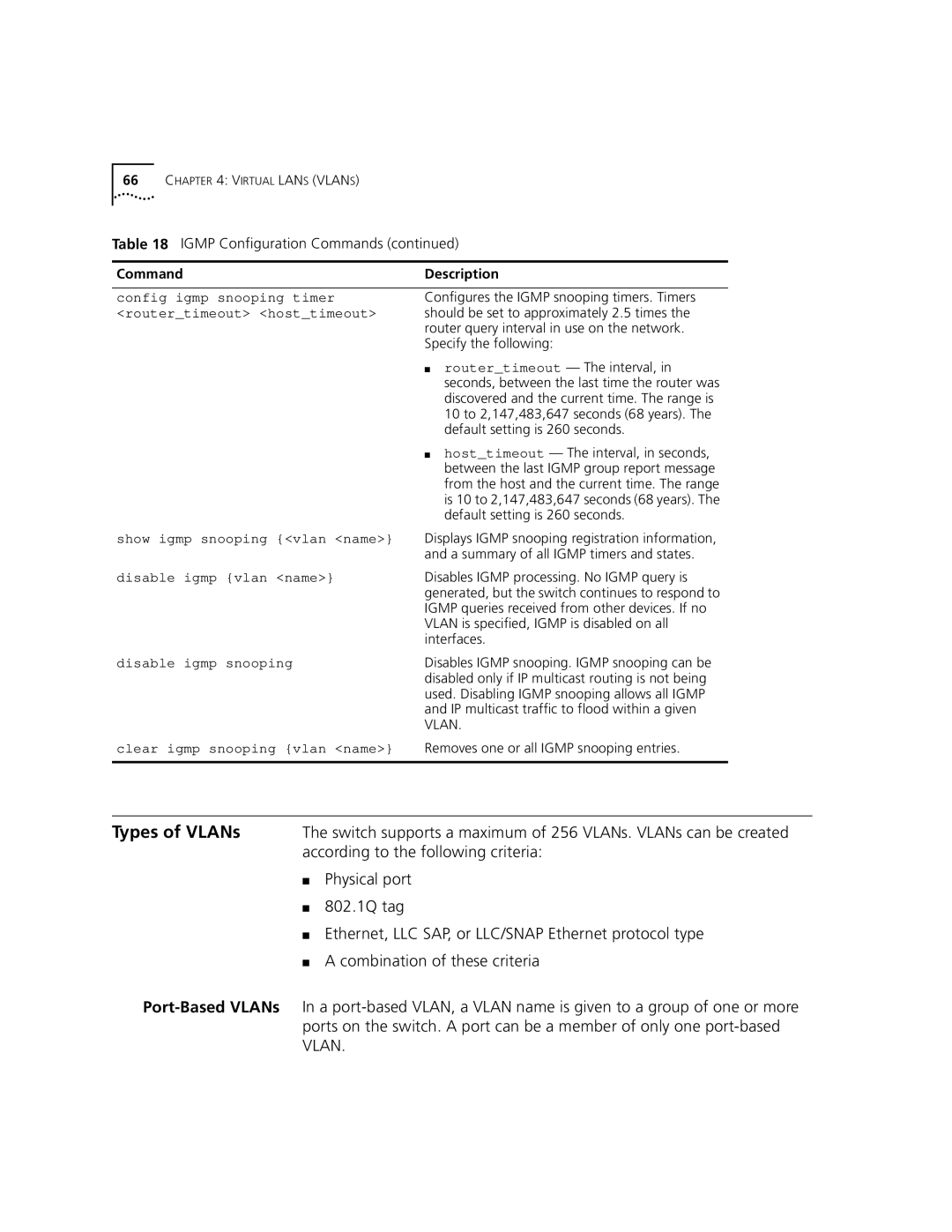 3Com 9100 manual Types of VLANs, Port-Based VLANs 