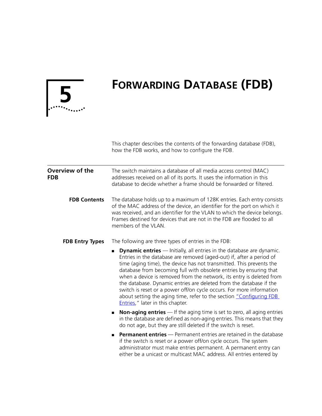 3Com 9100 manual Forwarding Database FDB 