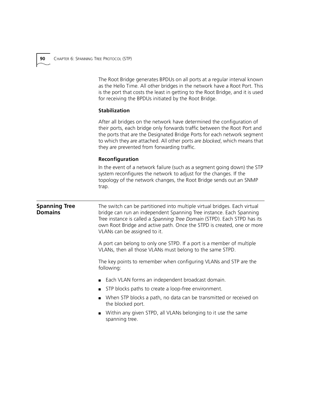 3Com 9100 manual Domains, Stabilization, Reconfiguration 