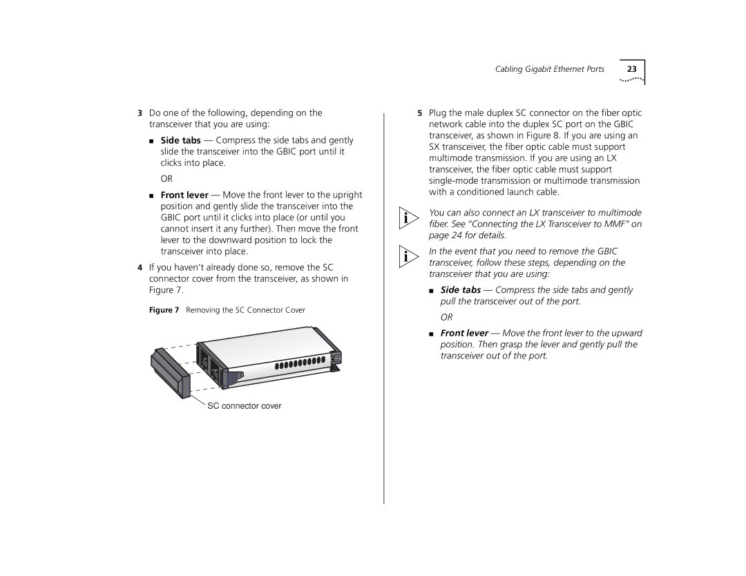 3Com 9400 manual SC connector cover 