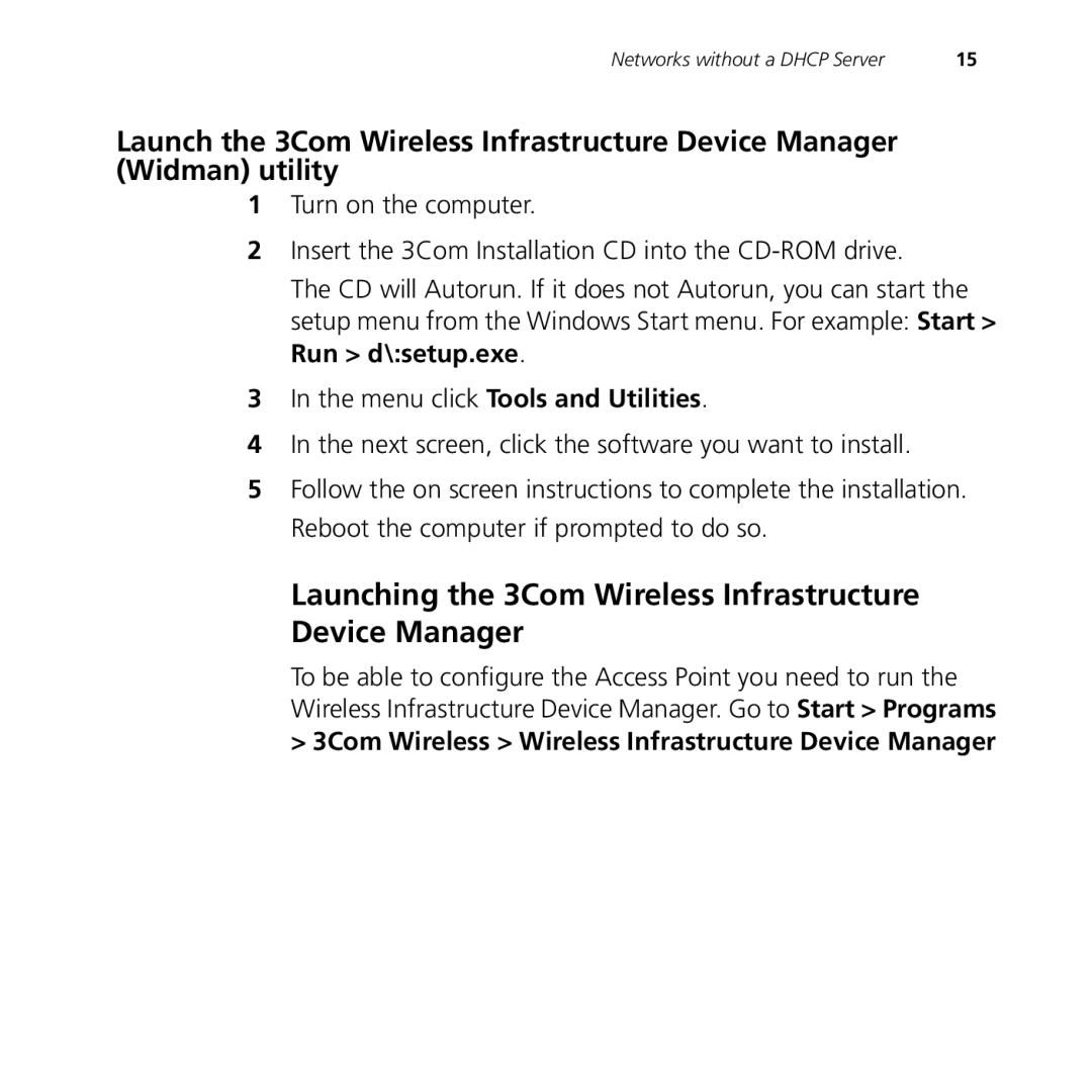 3Com 9150 Launching the 3Com Wireless Infrastructure Device Manager, 3Com Wireless Wireless Infrastructure Device Manager 