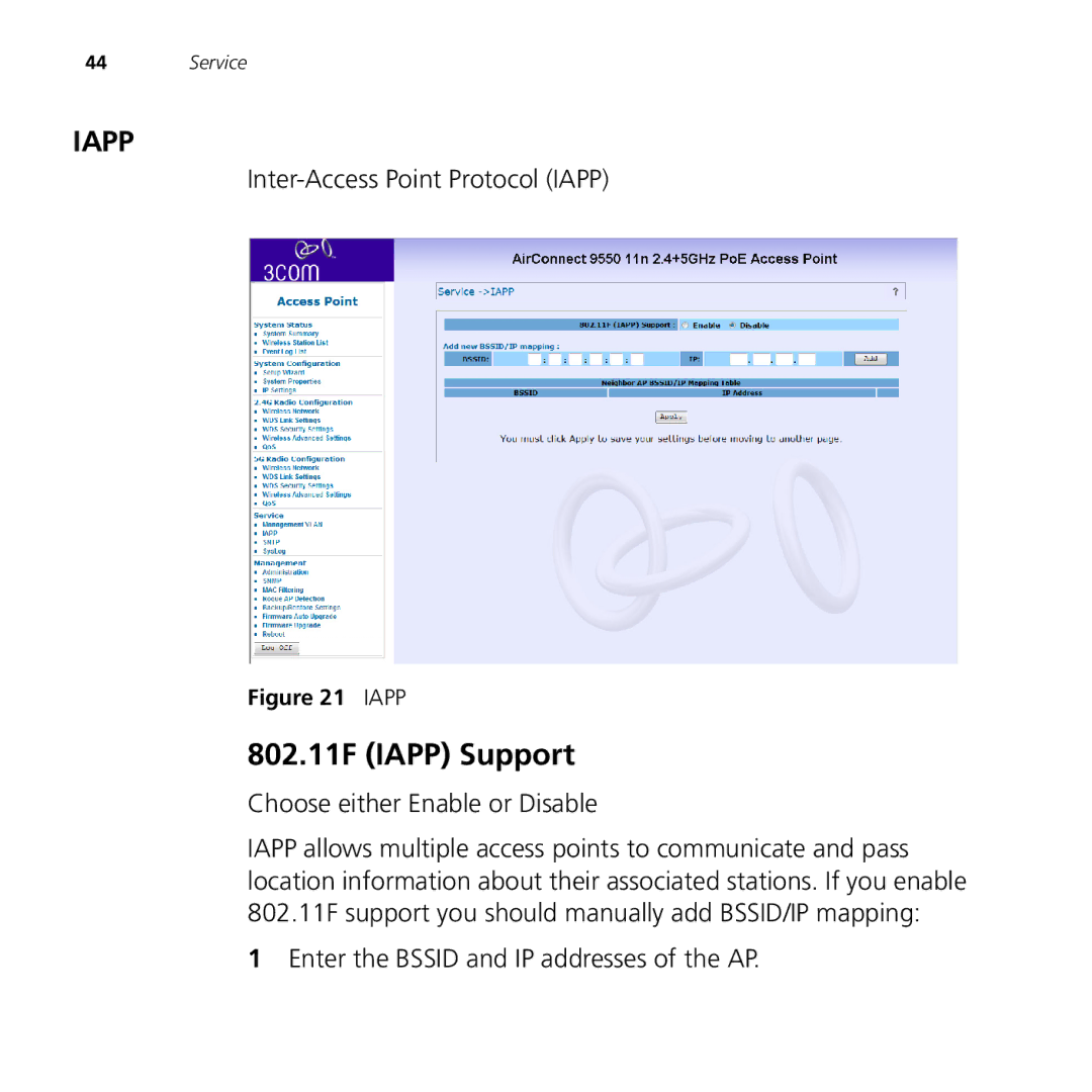 3Com 9550, 9150 manual 802.11F Iapp Support, Choose either Enable or Disable 